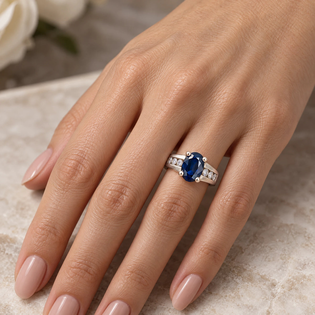 Bague solitaire or et Saphir