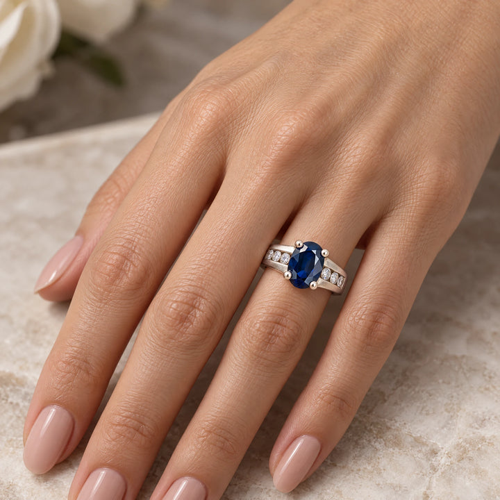 Bague solitaire or et Saphir