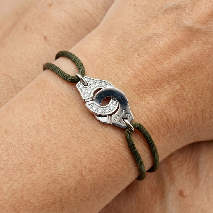 Dinh van Bracelet Menottes or et Diamant pavage