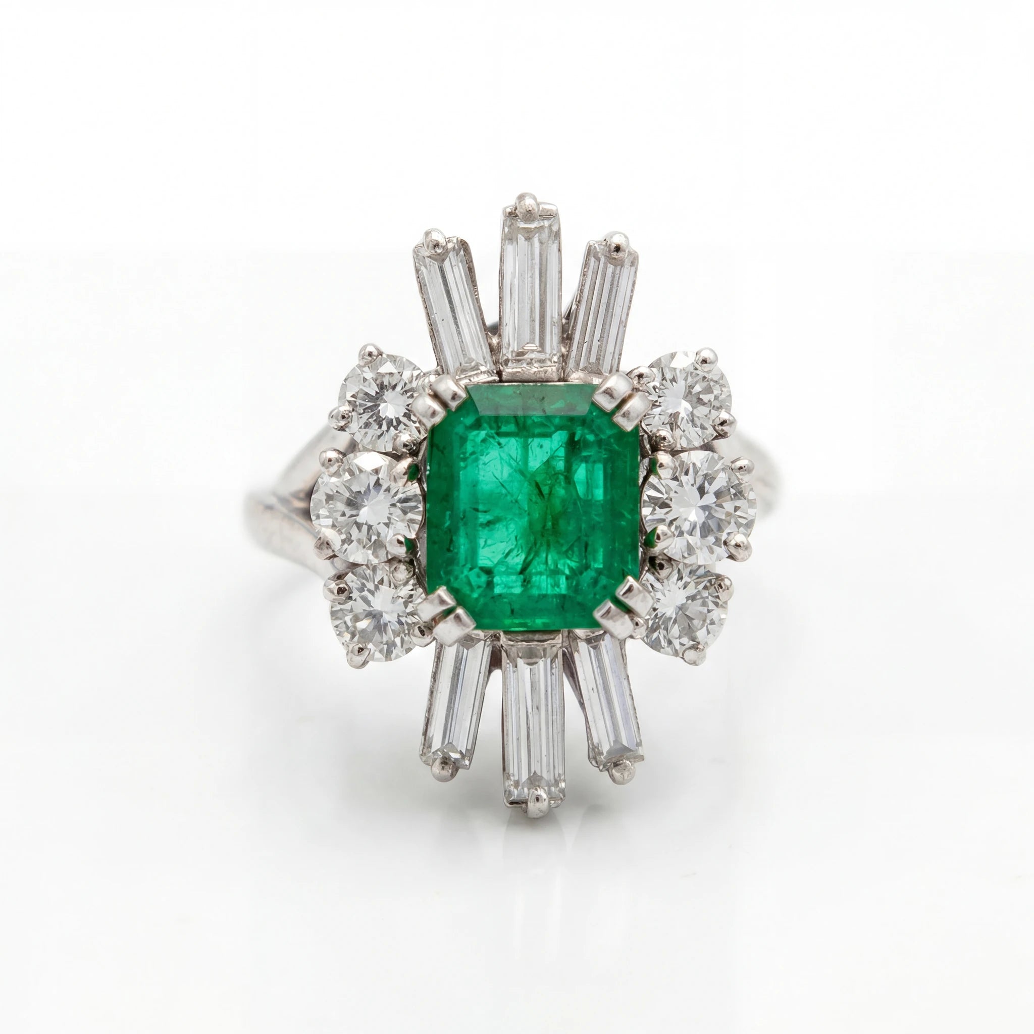 Bague Platine et Émeraude