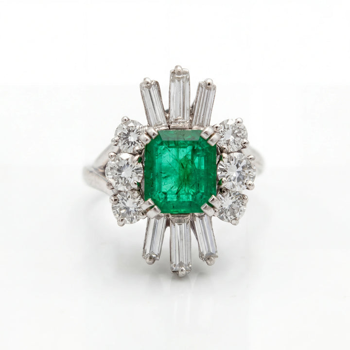 Bague Platine et Émeraude