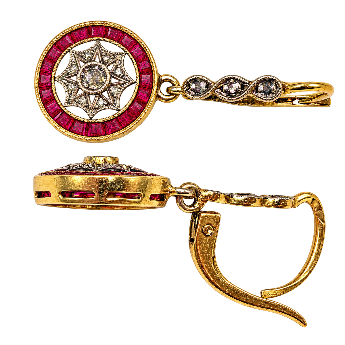 Boucles d'oreilles or et Rubis