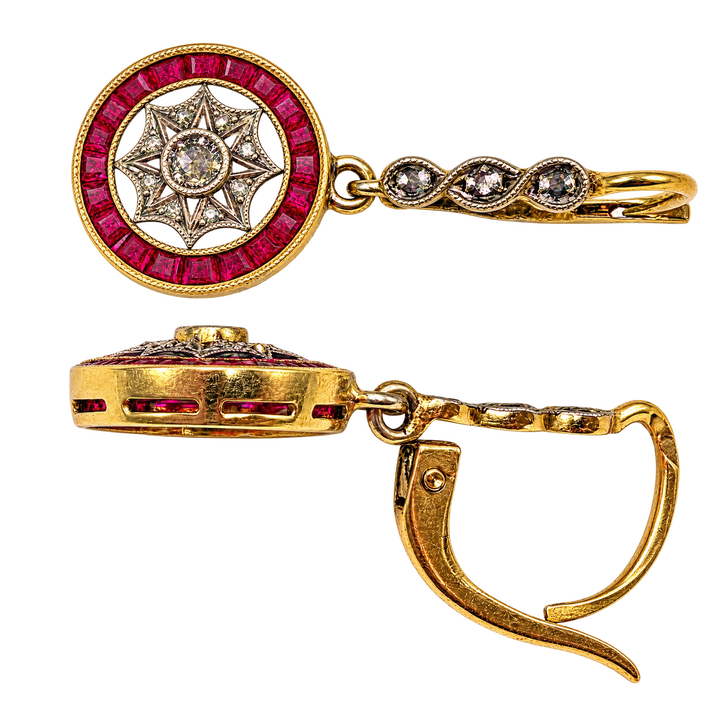 Boucles d'oreilles or et Rubis