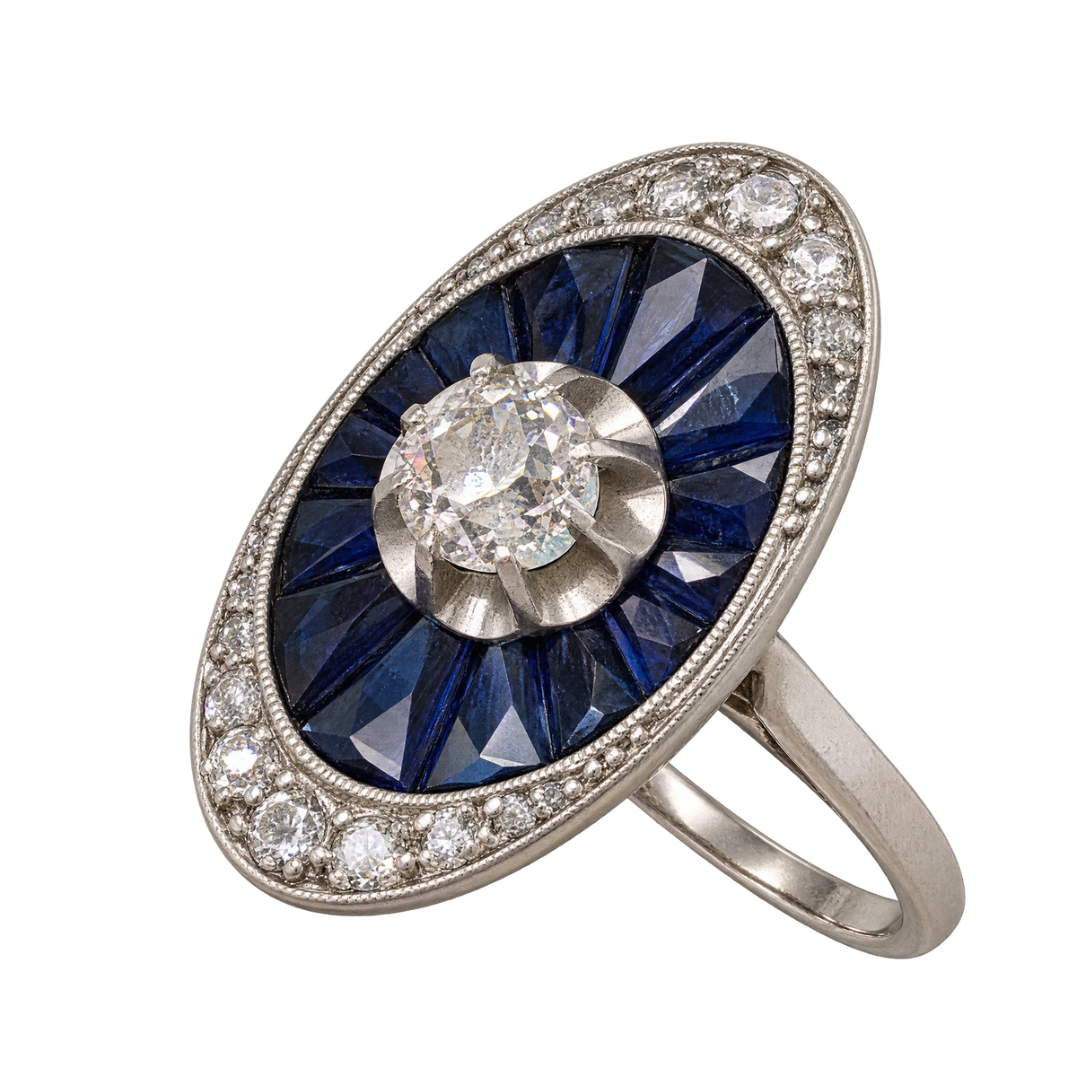 Bague or Diamant et saphir