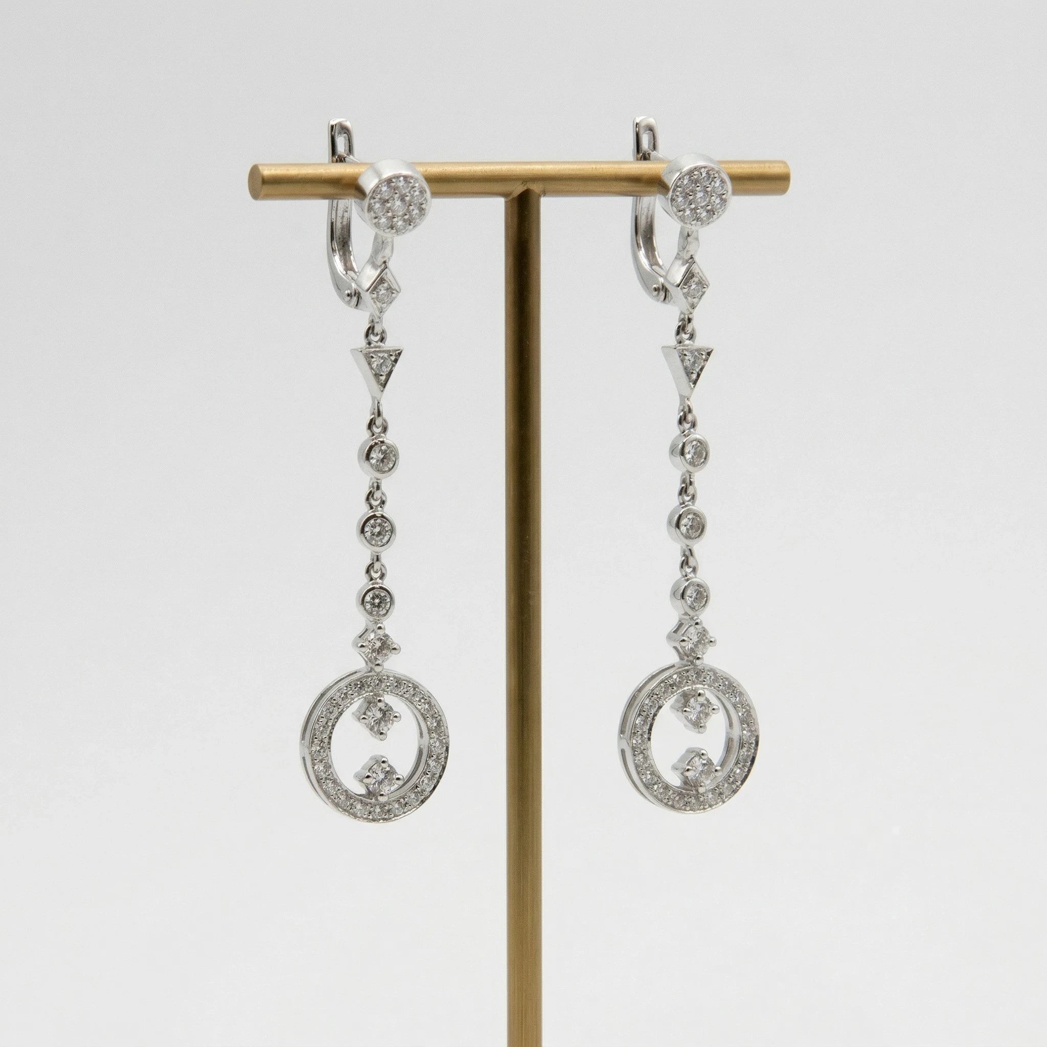 Boucles d'oreilles Or blanc et Diamant pavage