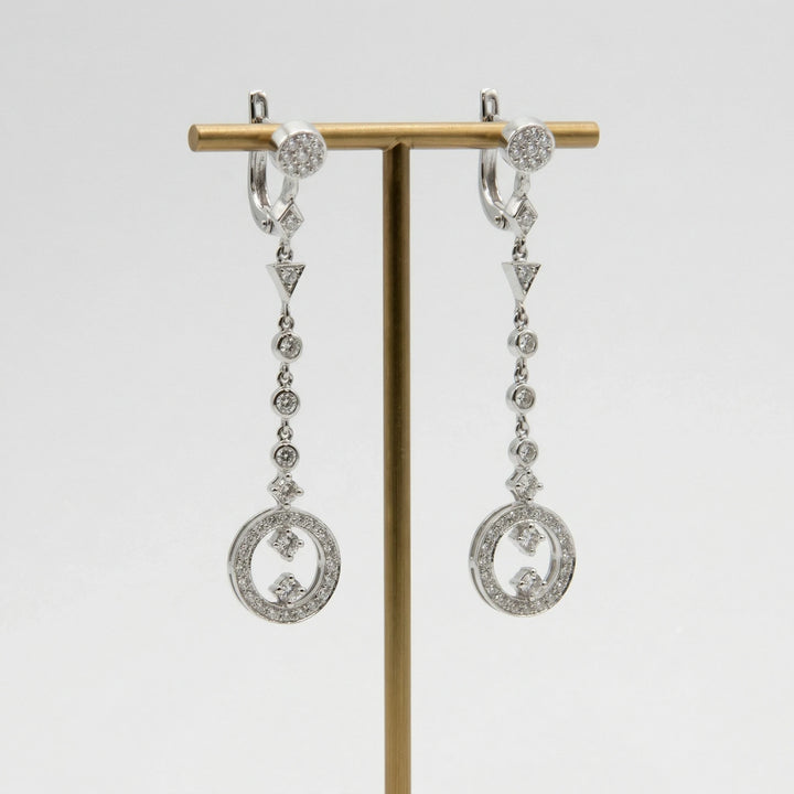 Boucles d'oreilles Or blanc et Diamant pavage