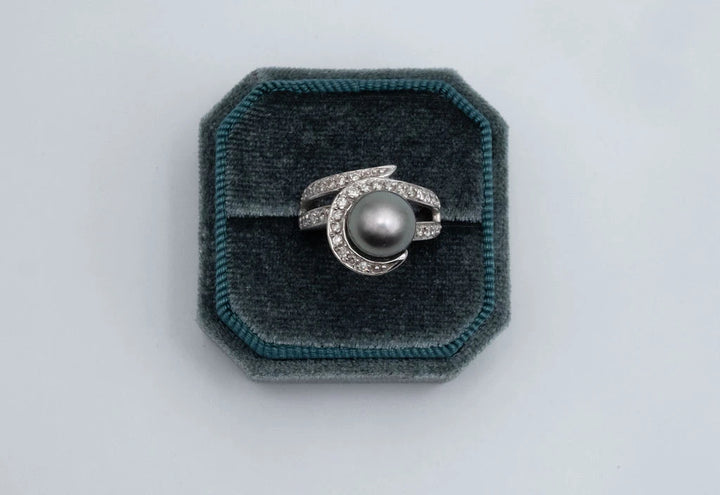 Bague Or blanc et Perle de culture
