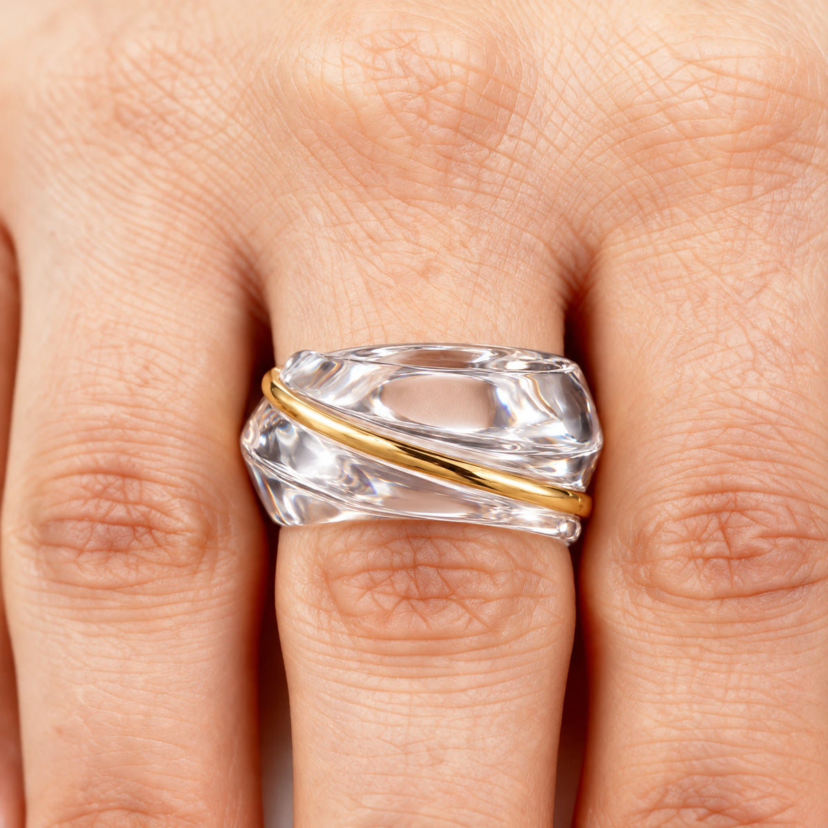 Baccarat Bague Coquillage or et Cristal