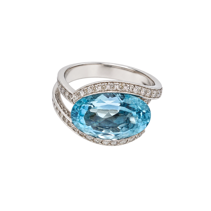 Bague or et Aigue marine