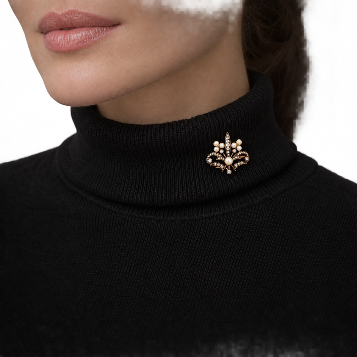 Broche or et Perles