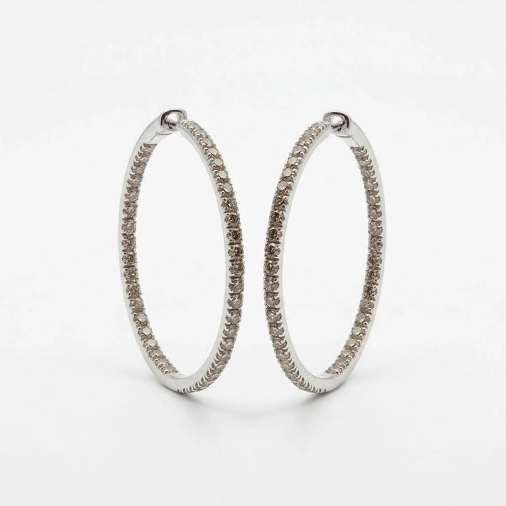 Boucles d'oreilles Or blanc et Diamant pavage