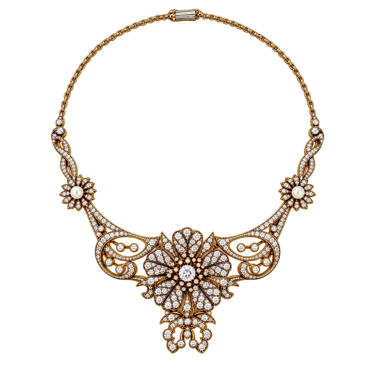 Collier or & argent belle époque