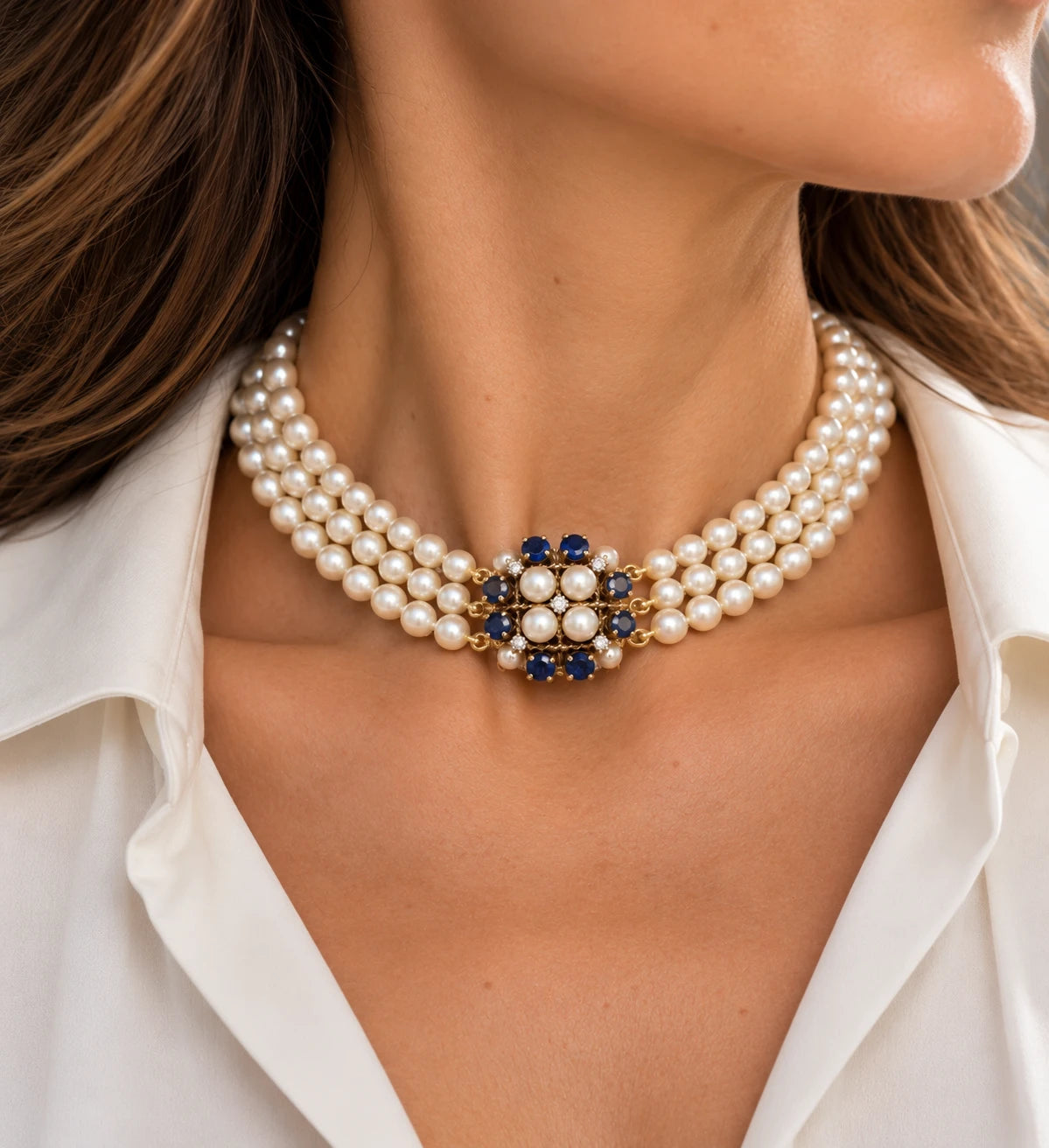 Collier or et Perles