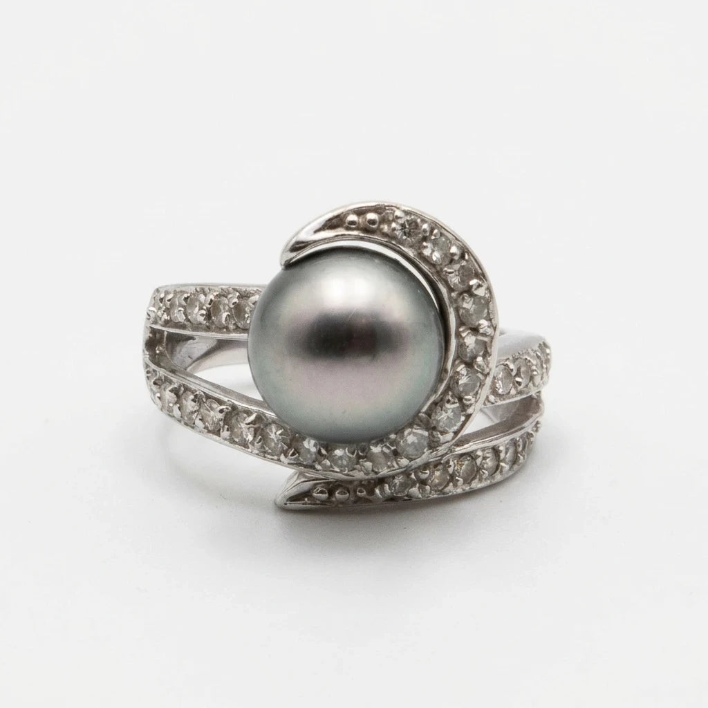 Bague Or blanc et Perle de culture
