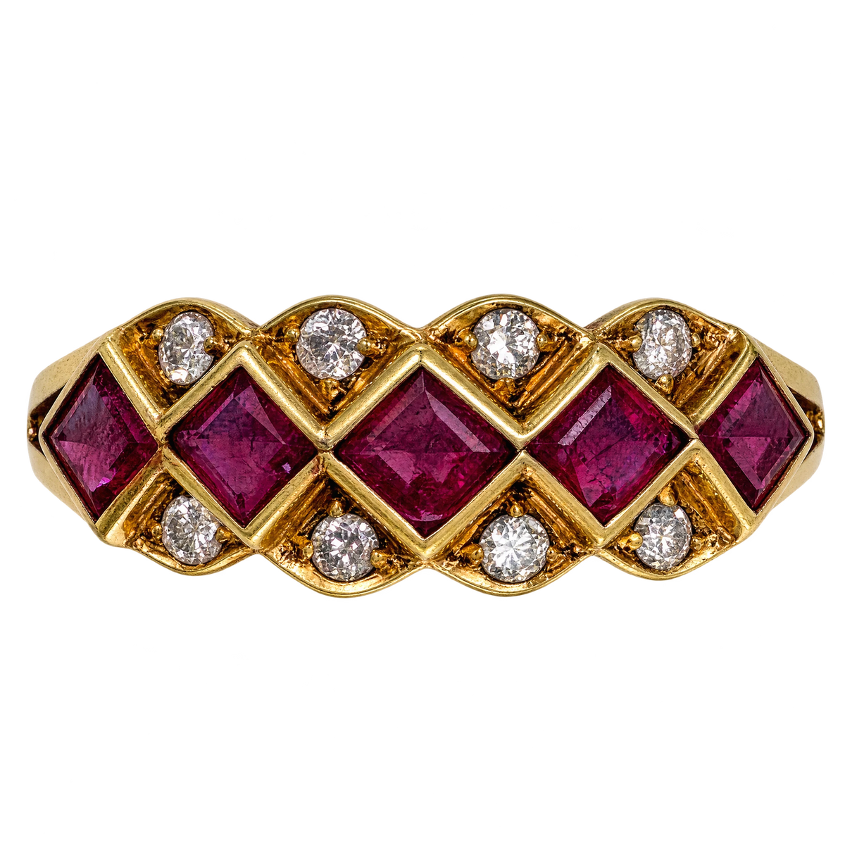 Bague or et Diamant et rubis