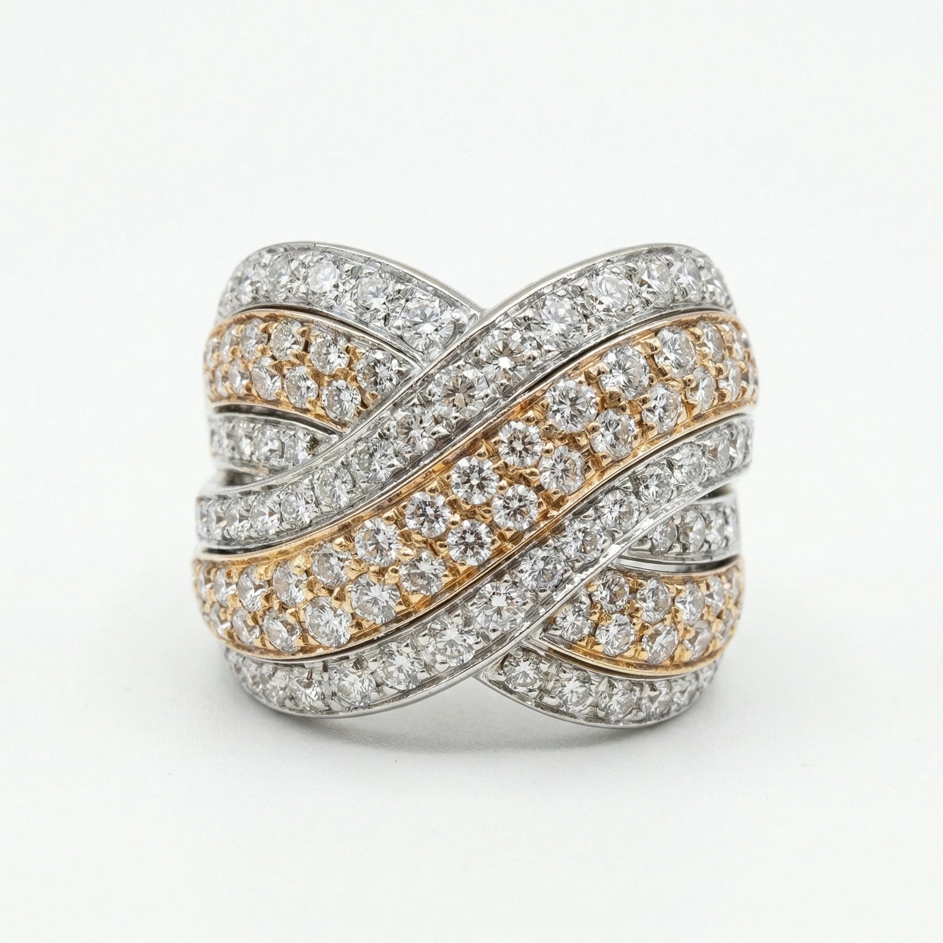 Bague Or jaune et Diamant pavage
