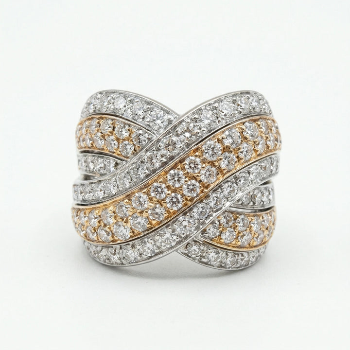 Bague Or jaune et Diamant pavage