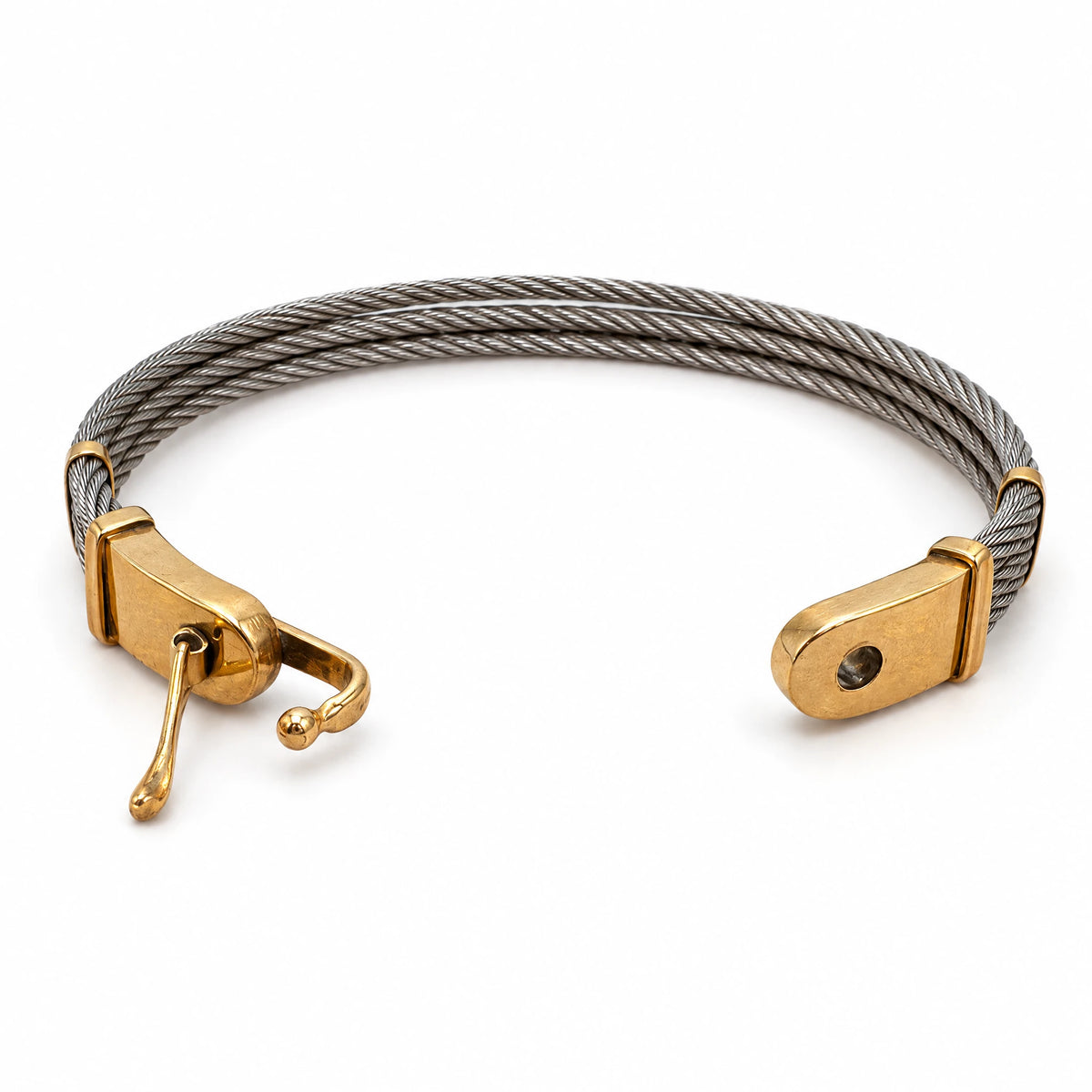 Bracelet cable or et acier