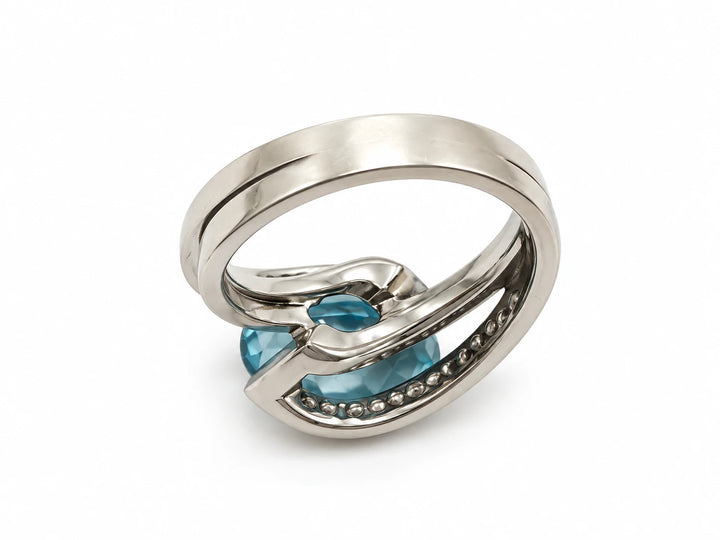 Bague or et Aigue marine