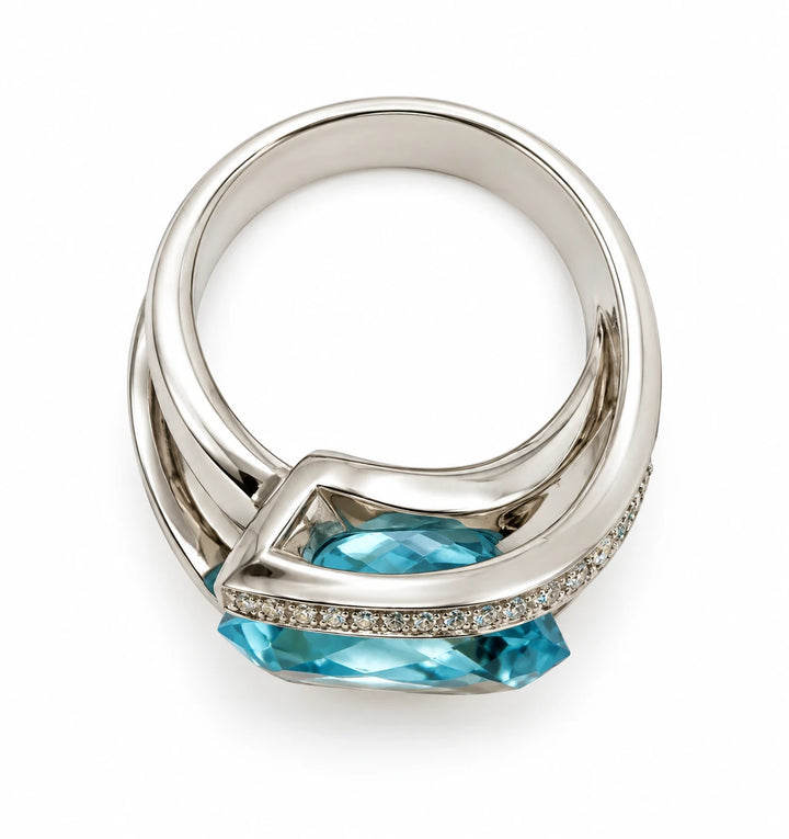 Bague or et Aigue marine