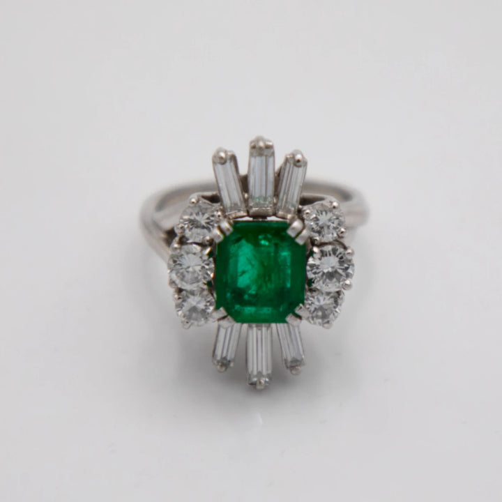 Bague Platine et Émeraude