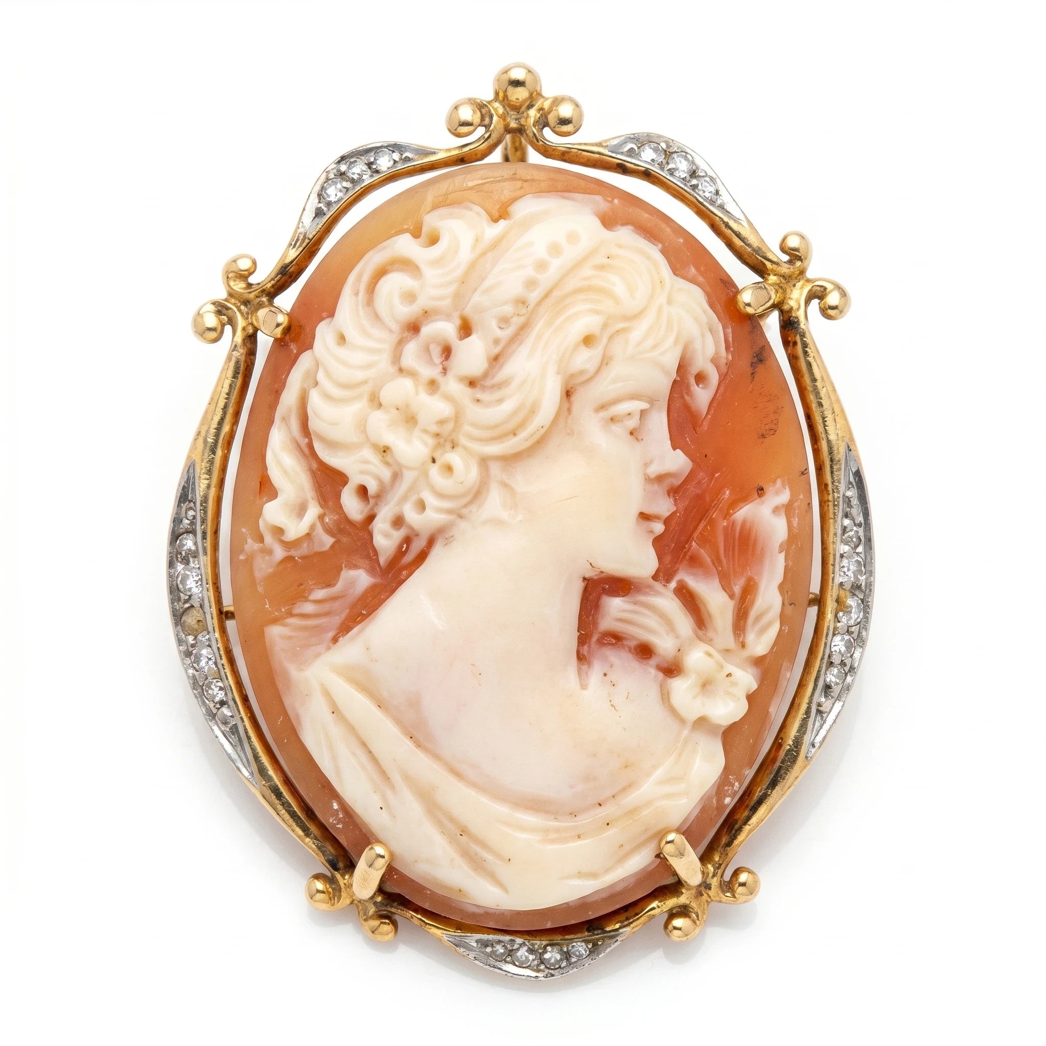 Broche or et Diamant pavage