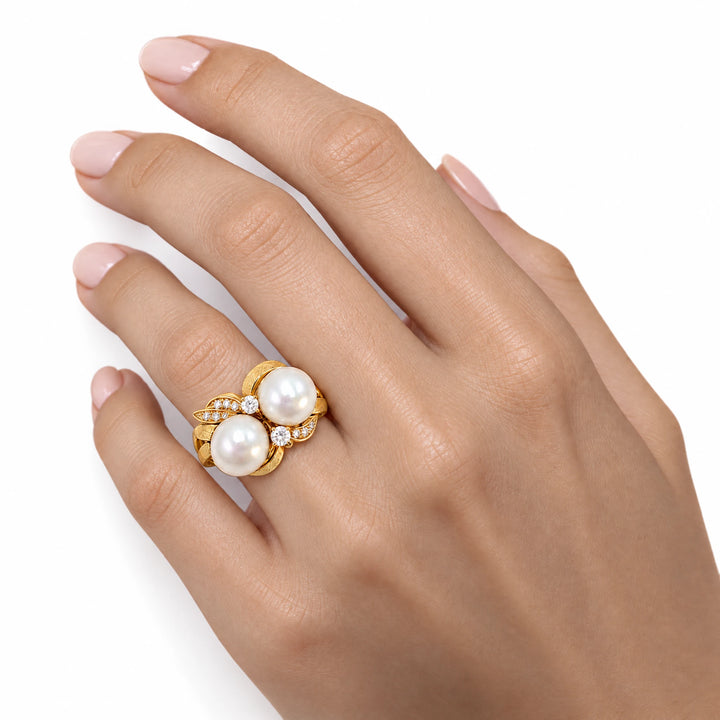 Bague or jaune et Perle