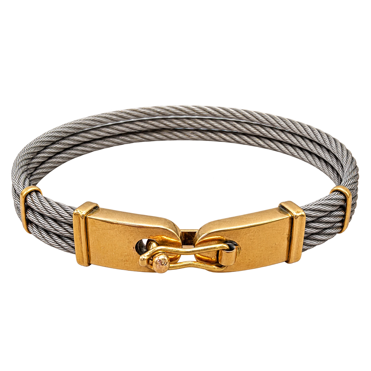 Bracelet cable or et acier