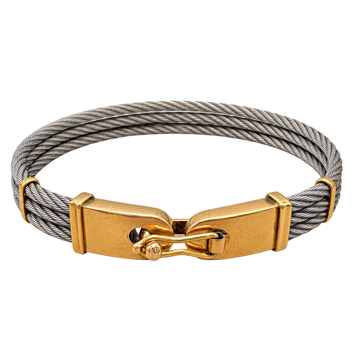 Bracelet cable or et acier