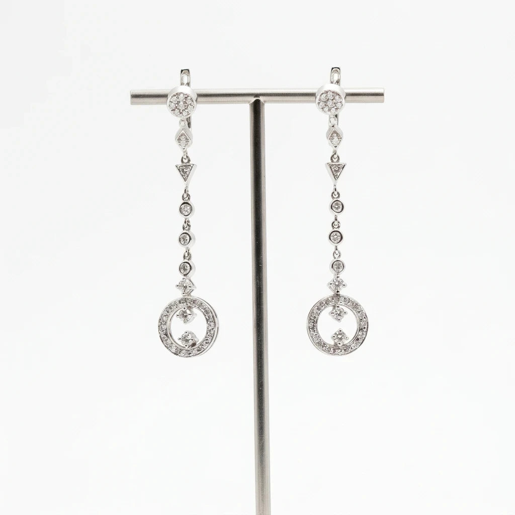 Boucles d'oreilles Or blanc et Diamant pavage