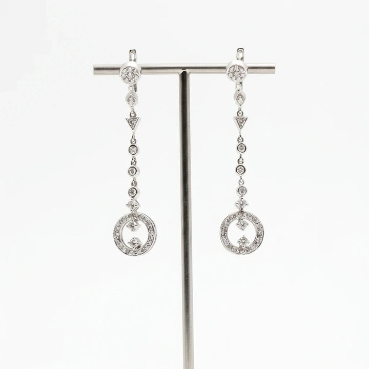 Boucles d'oreilles Or blanc et Diamant pavage