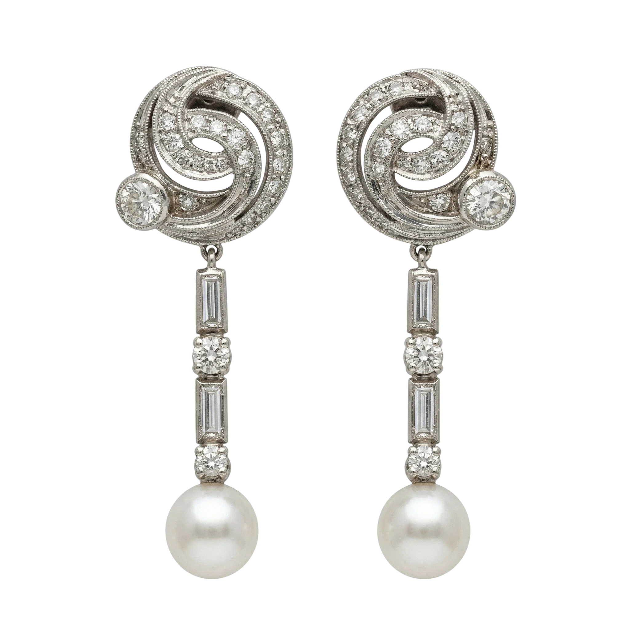 Boucles d'oreilles Or blanc et Diamant pavage