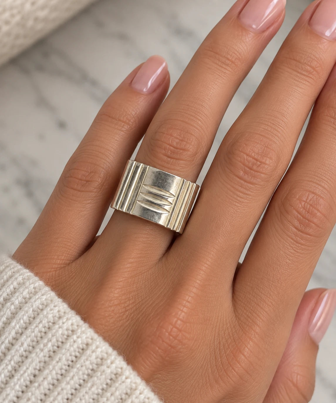Hermès Bague Kelly Lock argent