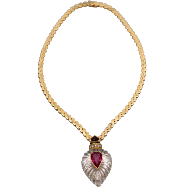 OJ Perrin Collier Haute Joaillerie Or jaune et Cristal de roche