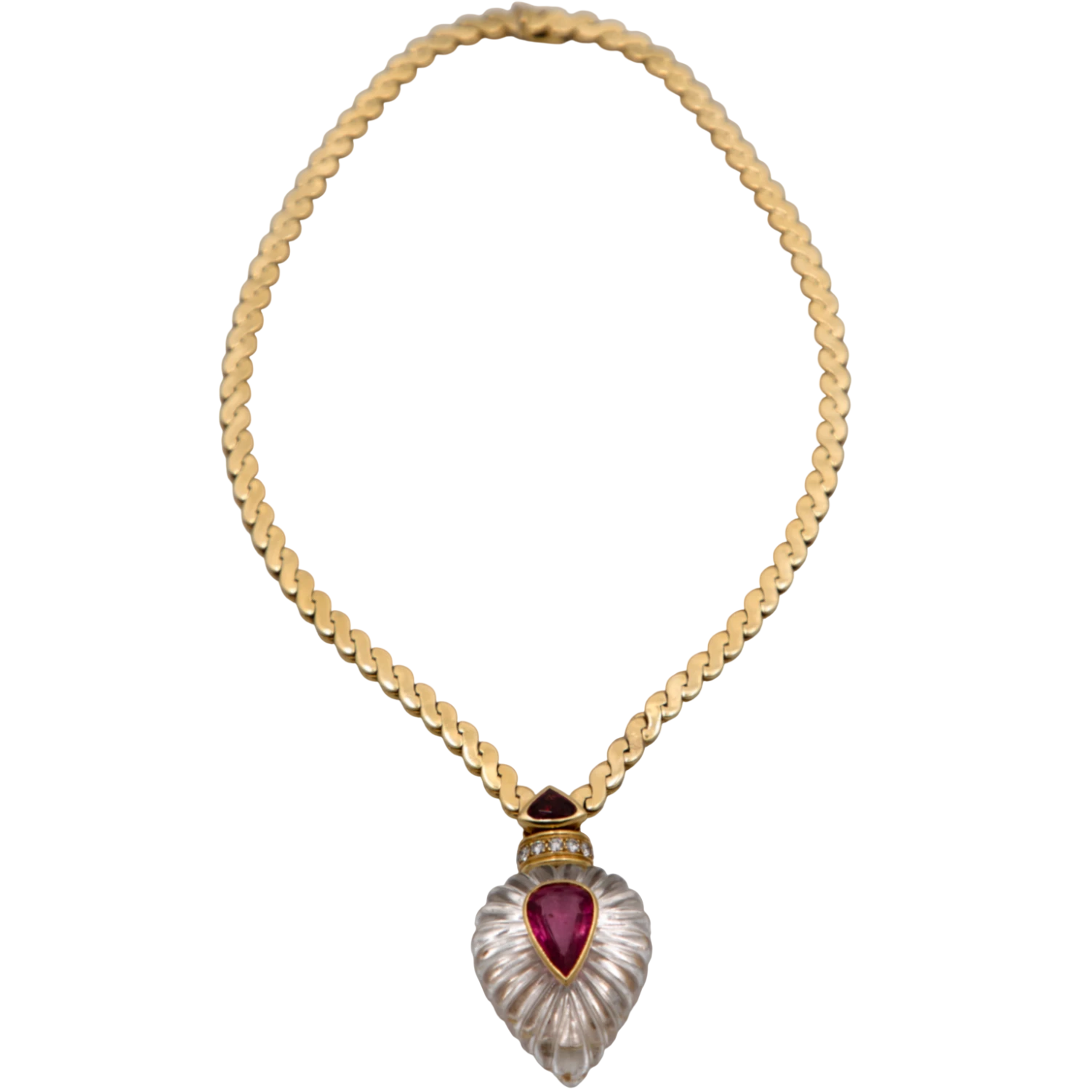 OJ Perrin Collier Haute Joaillerie Or jaune et Cristal de roche