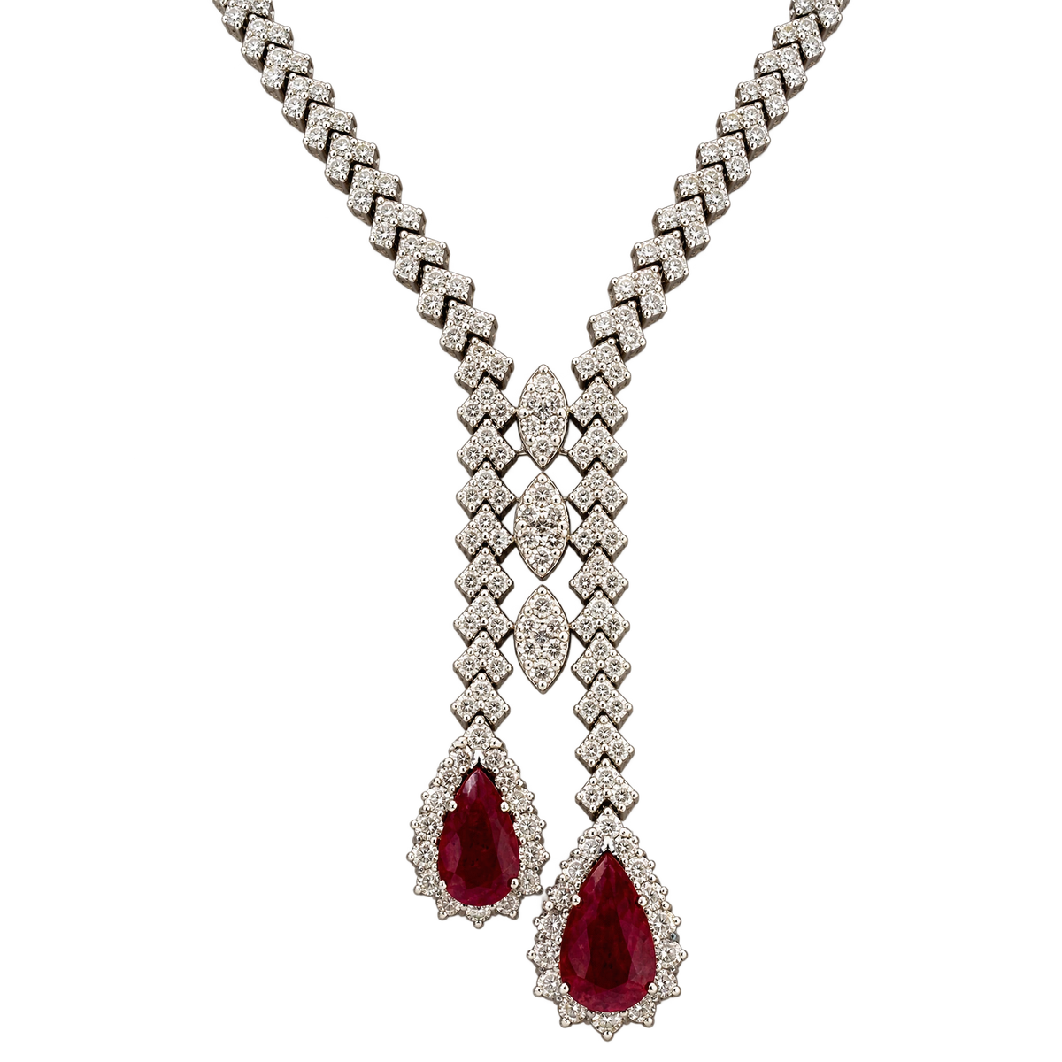 Collier or Diamants et rubis