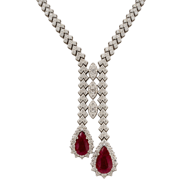 Collier or Diamants et rubis