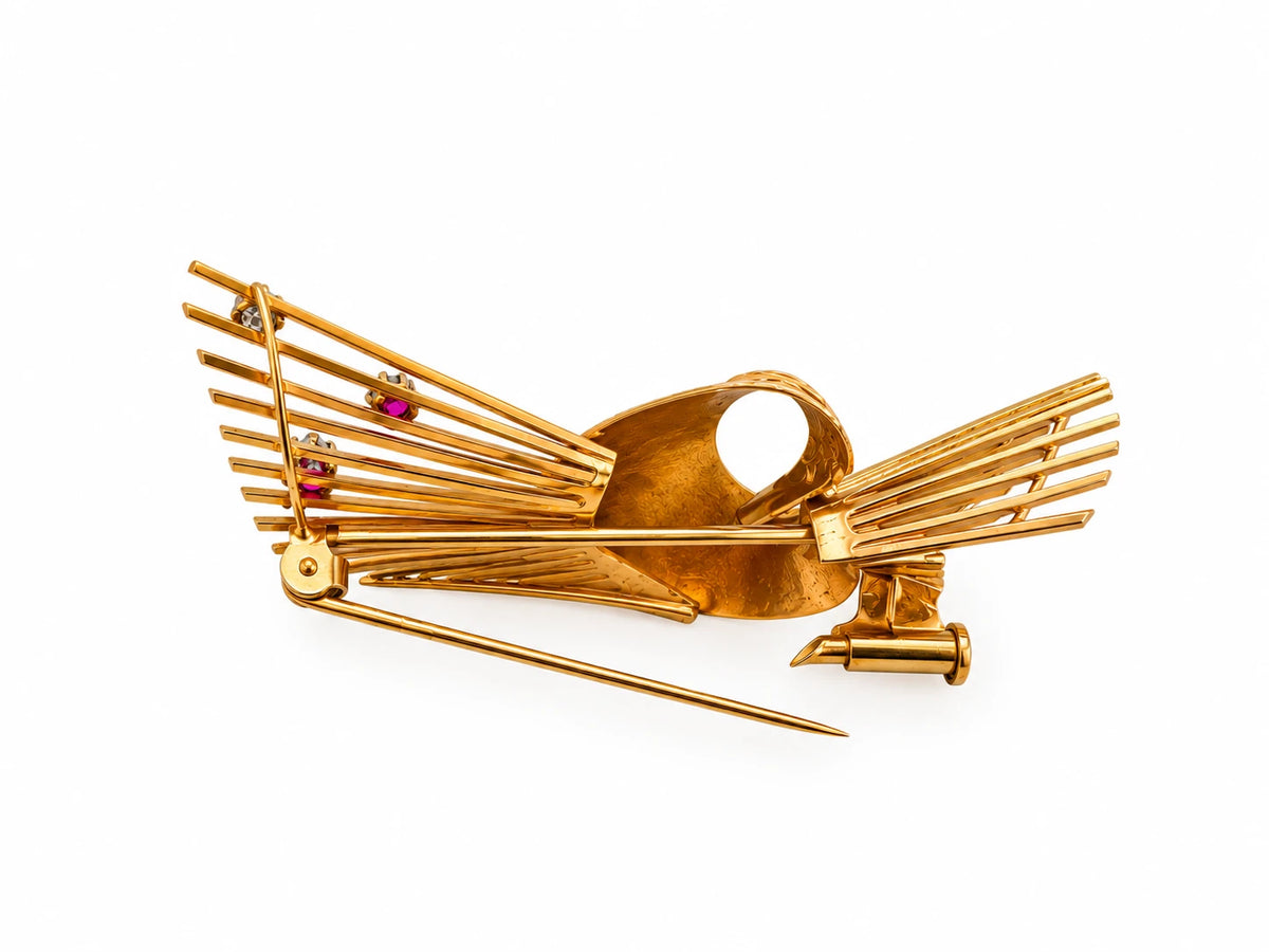 Broche or et Rubis