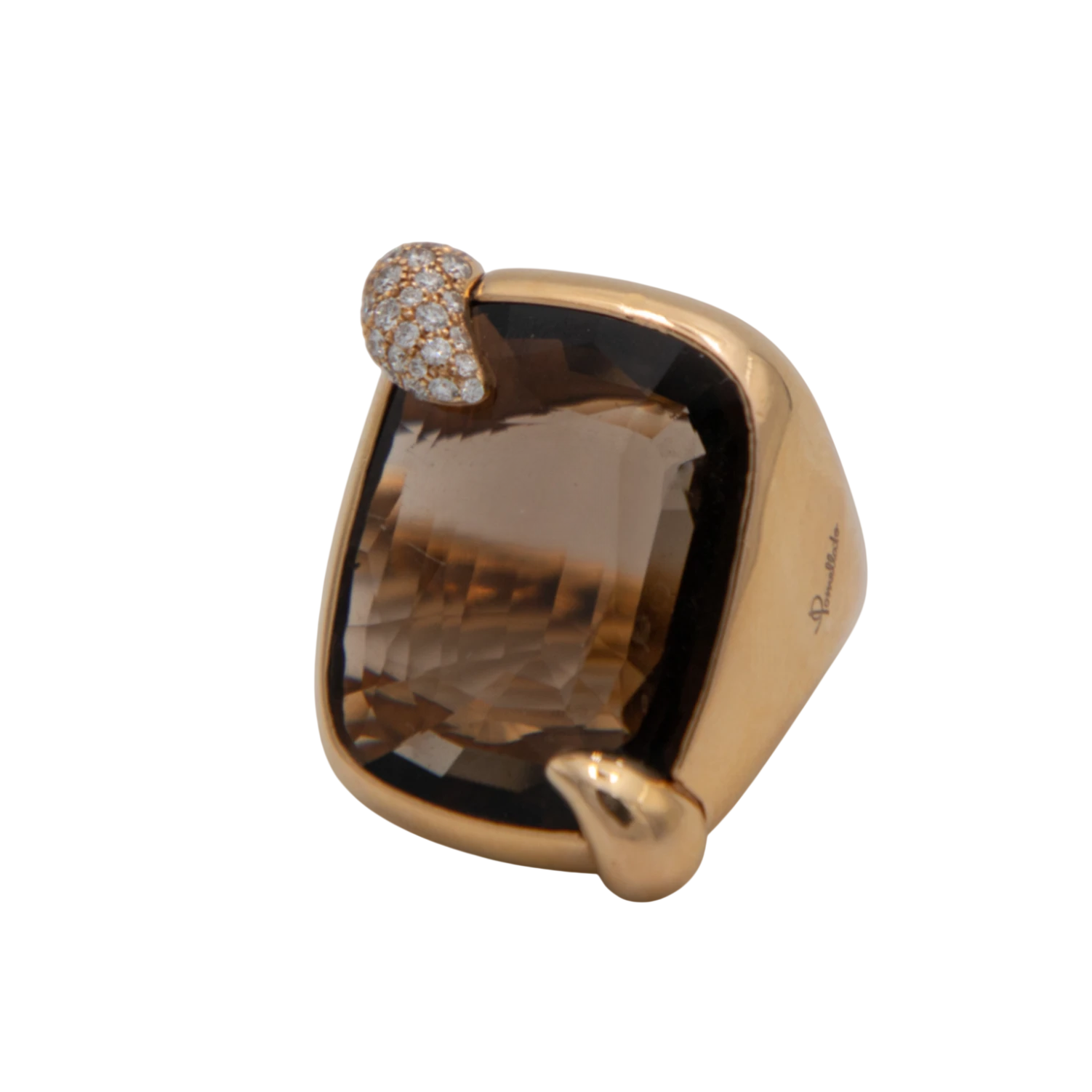 Pomellato Bague Ritratto Or jaune et Quartz fumé