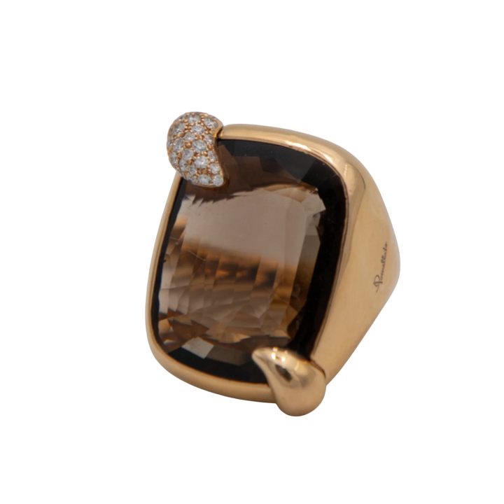 Pomellato Bague Ritratto Or jaune et Quartz fumé