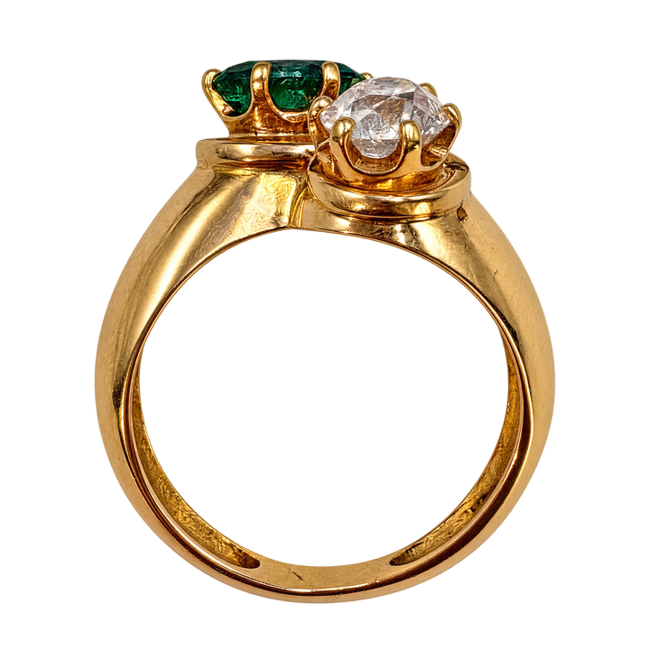 Bague or  Diamant et Emeraude