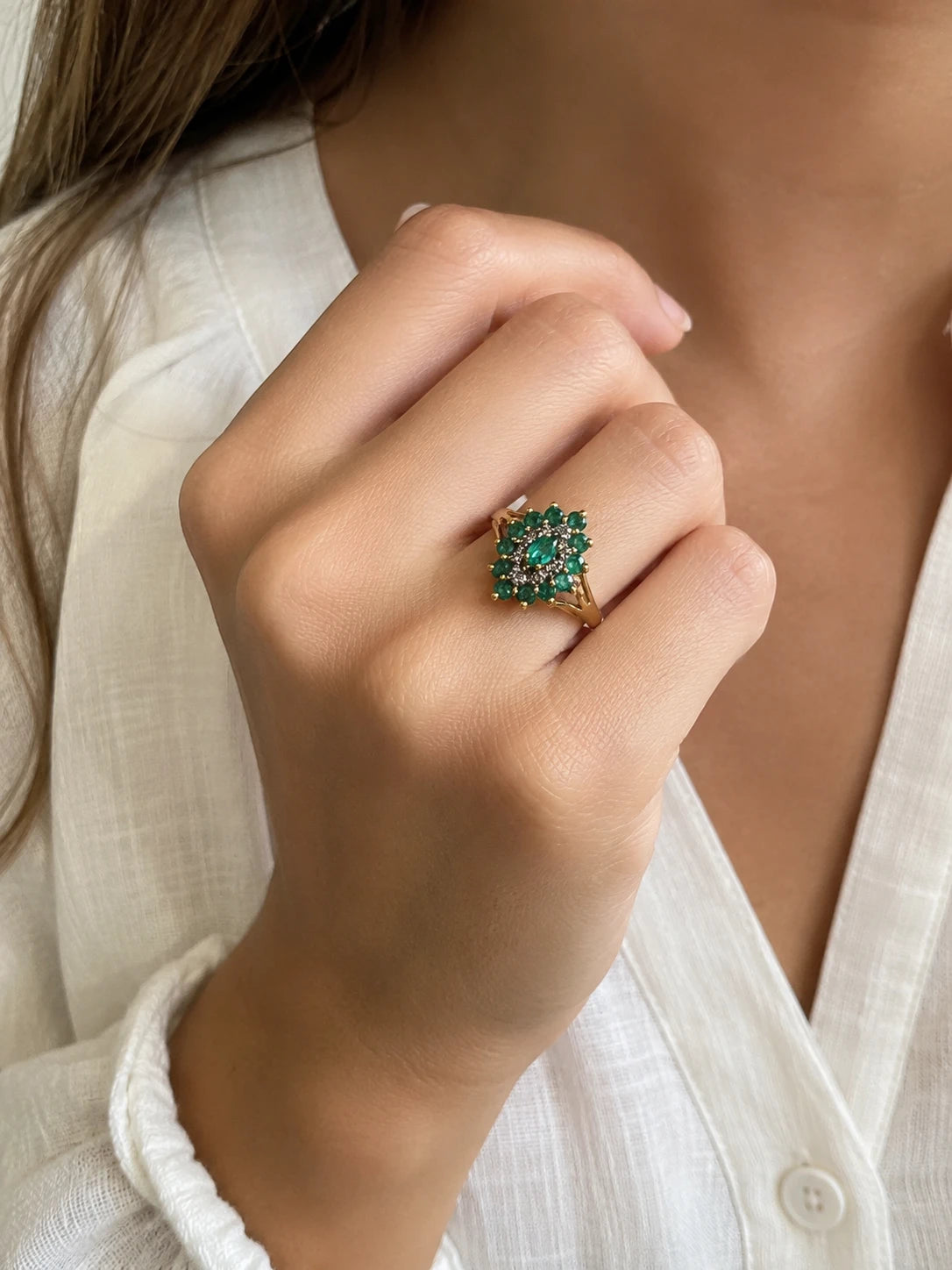 Bague or et Émeraude