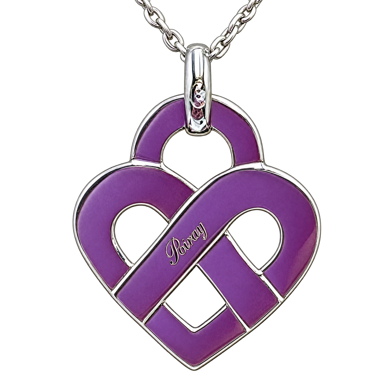 Poiray Collier Coeur entrelacé argent