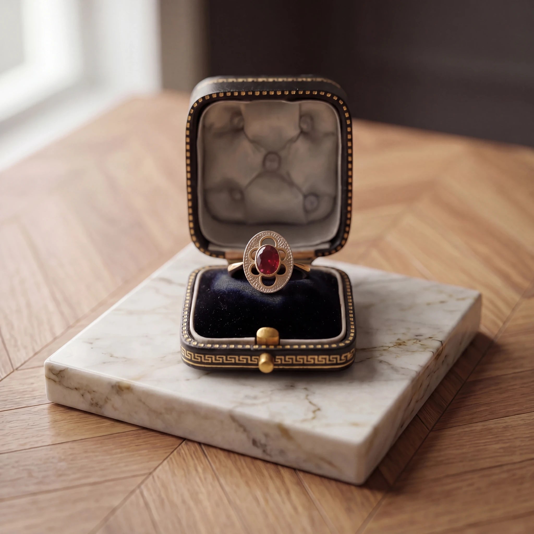 Bague Or blanc et Grenat