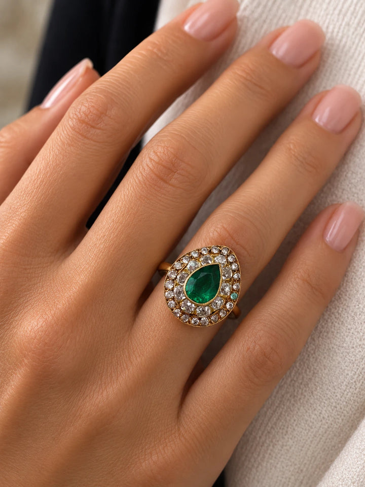Bague or et Émeraude et diamants