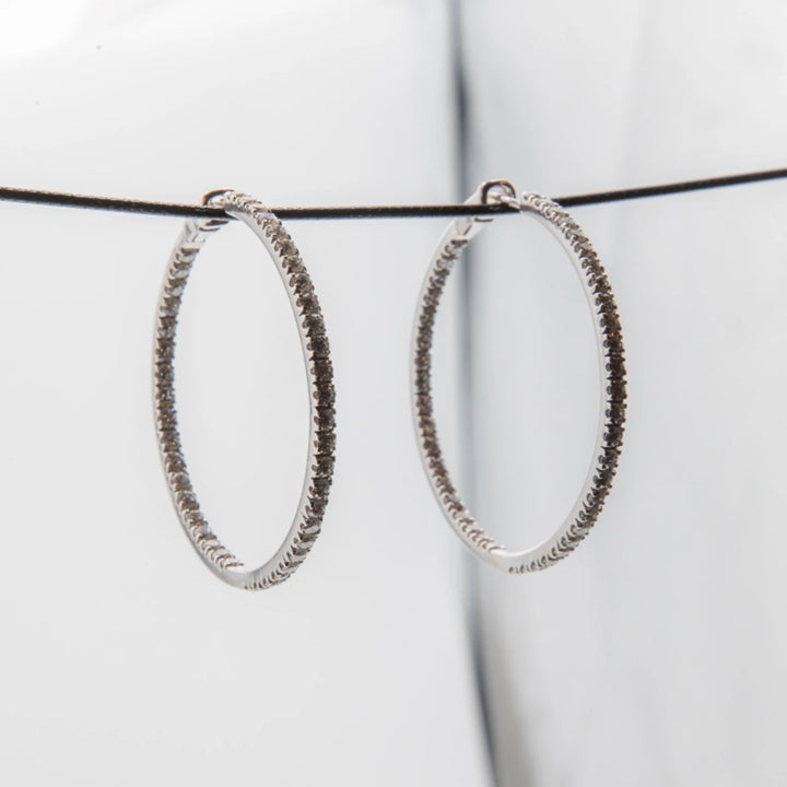 Boucles d'oreilles Or blanc et Diamant pavage