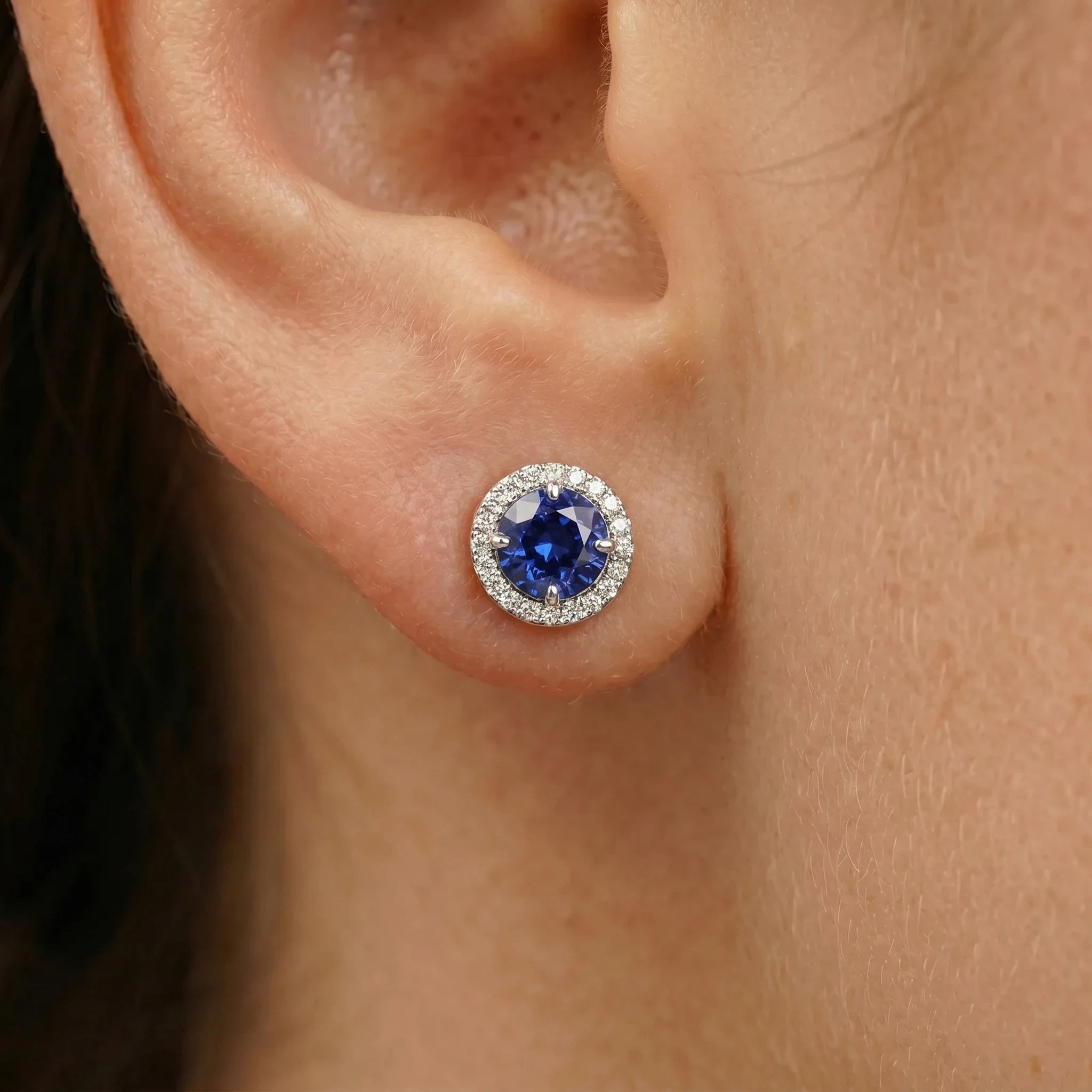 Boucles d'oreilles Or gris et Saphir