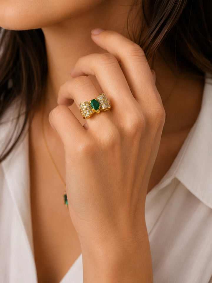 Bague Or jaune et Émeraude