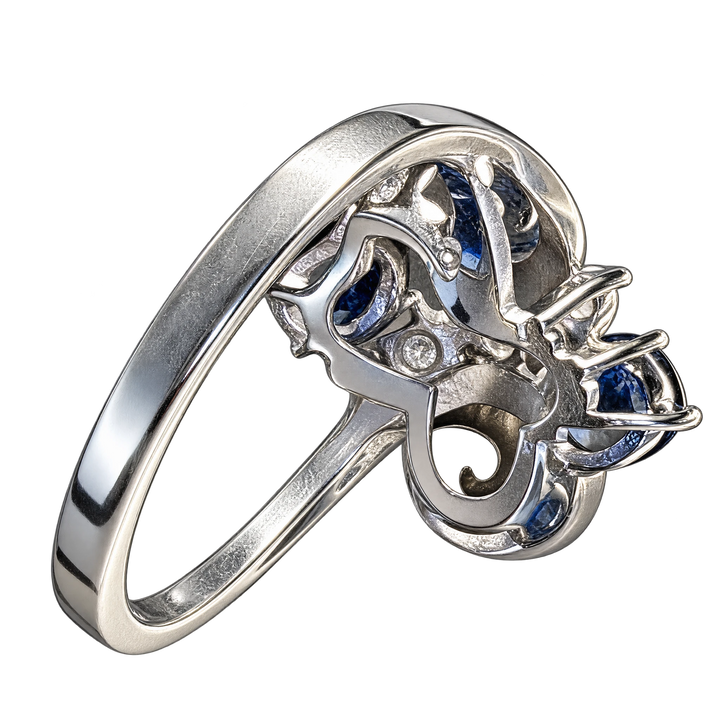 Bague rétro asymétrique en or et Saphir