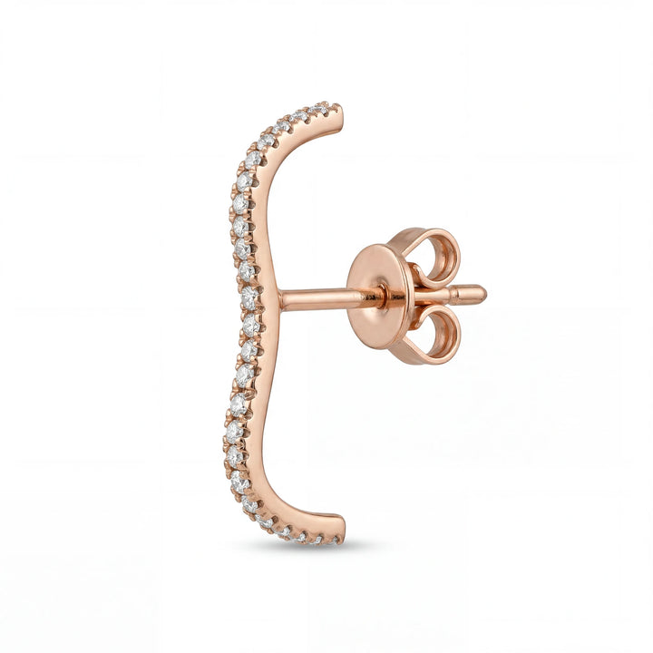 Djula Boucles d'oreilles Single bar or et Diamant pavage